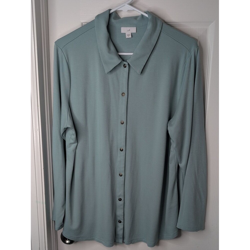 J. Jill Long Sleeve Button-Down Shirt in Pale Sage Size XL